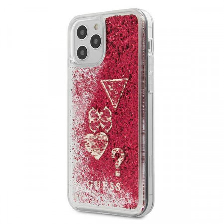Оригинален гръб GUESS Glitter Charms GUE000883 GUHCP12SGLHFLRA - iPhone 12 mini малина