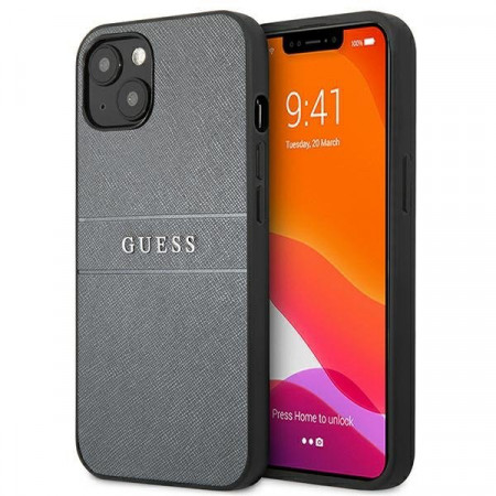 Оригинален гръб GUESS Saffiano Stripe GUHCP13SPSASBGR - iPhone 13 mini сив
