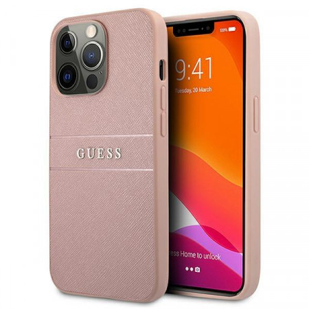 Оригинален гръб GUESS Saffiano Stripe GUHCP13XPSASBPI - iPhone 13 Pro Max розов