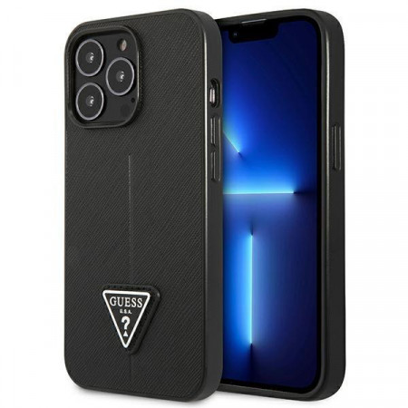 Оригинален гръб GUESS Saffiano Triangle Logo GUHCP14LPSATLK - iPhone 14 Pro черен