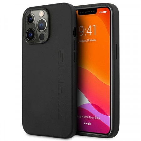 Оригинален твърд гръб AMG Leather Hot Stamped AMHCP14XDOLBK - iPhone 14 Pro Max черен - Img 1
