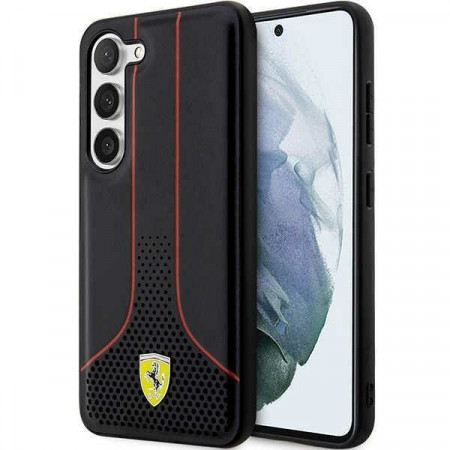 Оригинален твърд гръб FERRARI Perforated 296 P FEHCS23SPCSK - Samsung Galaxy S23 черен - Img 1