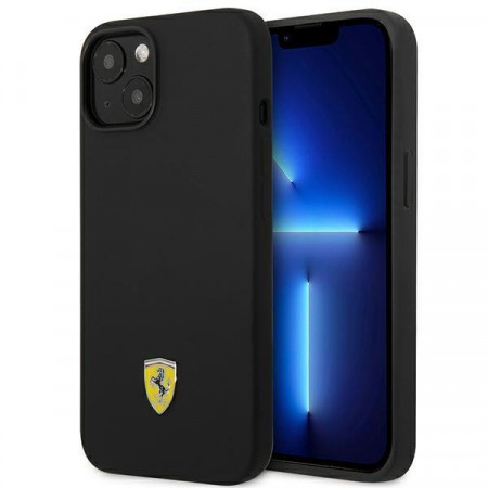 Оригинален твърд гръб FERRARI Silicone Metal Logo FEHCP14MSIBBK - iPhone 14 Plus черен