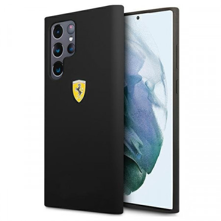 Оригинален твърд гръб FERRARI Track Silicone FESSIHCS22LBK - Samsung Galaxy S22 Ultra черен