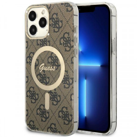 Оригинален твърд гръб GUESS 4G GUHMP13XH4STW - iPhone 13 Pro Max кафяв