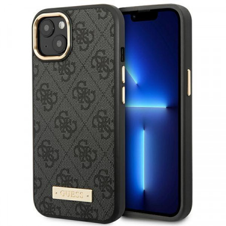 Оригинален твърд гръб GUESS 4G Logo Plate MagSafe GUHMP14MU4GPRK - iPhone 14 Plus черен