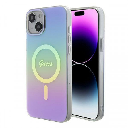 Оригинален твърд гръб GUESS IML Iridescent MagSafe GUHMP15SHITSU - iPhone 15 лилав