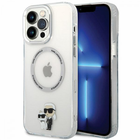 Оригинален твърд гръб KARL LAGERFELD Ikonik Karl & Choupette MagSafe KKLHMP13XHNKCIT - iPhone 13 Pro Max прозрачен