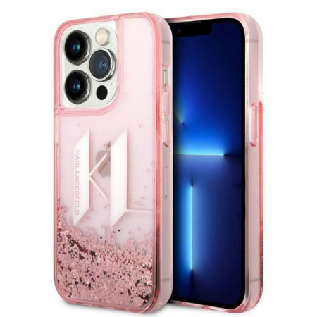 Оригинален твърд гръб KARL LAGERFELD Liquid Glitter Big KL KLHCP14LLBKLCP - iPhone 14 Pro розов