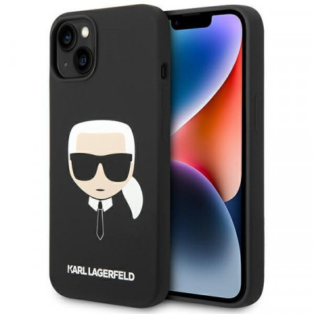 Оригинален твърд гръб KARL LAGERFELD Silicone Karl's Head KLHCP14MSLKHBK - iPhone 14 Plus черен