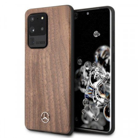 Оригинален твърд гръб MERCEDES Wood MEHCS69VWOLB - Samsung Galaxy S20 Ultra / S20 Ultra 5G кафяв