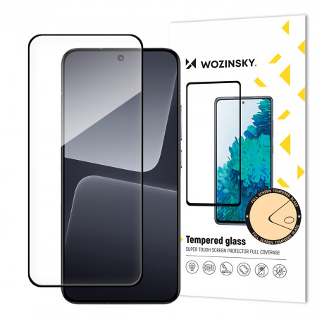 Плосък закален стъклен протектор 9H WOZINSKY - Xiaomi 14 с черна рамка