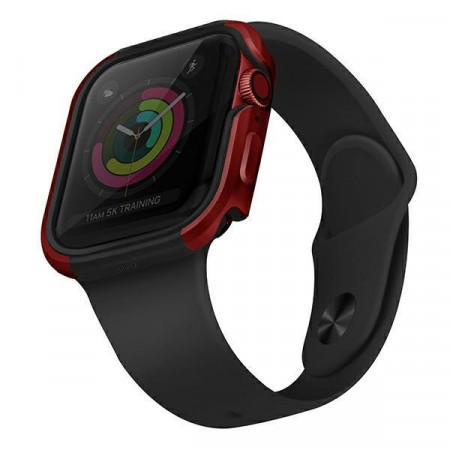 Подсилен алуминиев калъф за корпус UNIQ Valencia - Apple Watch 44mm SE / 44mm Series 6 / 44mm Series 5 / 44mm Series 4 червен