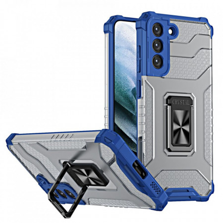 Подсилен гръб със стойка Crystal Ring - Samsung Galaxy S22+ син
