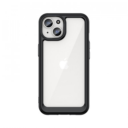 Прозрачен гръб с гел рамка Outer Space - iPhone 15 Plus черен