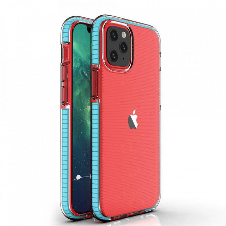 Прозрачен силиконов гръб с цветен кант Spring - iPhone 13 mini светлосин