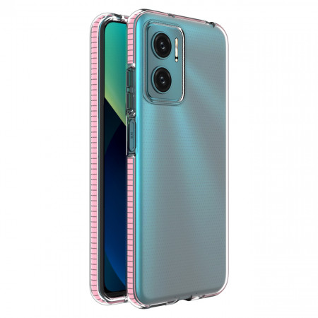 Прозрачен силиконов гръб с цветен кант Spring - Xiaomi Redmi 10 / 10 2022 / Note 11 4G светлорозов