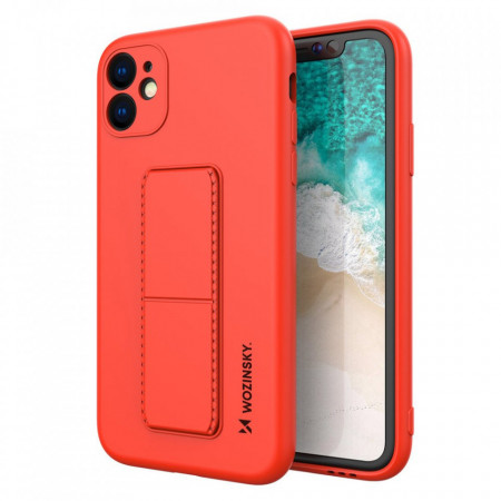 Силиконов гръб със стойка WOZINSKY Kickstand - iPhone 12 червен