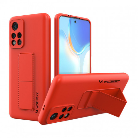 Силиконов гръб със стойка WOZINSKY Kickstand - Xiaomi Poco M4 Pro 5G червен