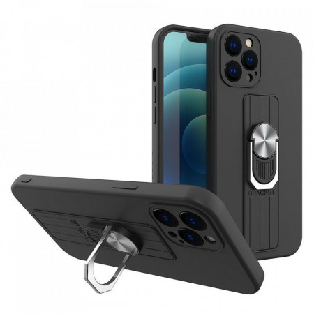 Силиконов гръб с държач-стойка Ring - Samsung Galaxy S22 Ultra черен