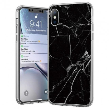 Силиконов гръб WOZINSKY Marble - Xiaomi Mi 10 Lite черен