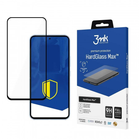 Стъклен протектор с пълно покритие 3mk Hard Glass Max - Samsung Galaxy A54 5G с черна рамка