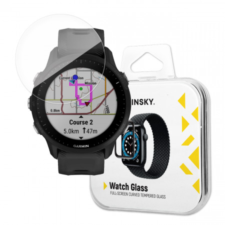 Стъклен протектор 9H с пълно покритие Wozinsky Full Glue - Garmin Forerunner 955 9H Full Screen Full Cover с черна рамка