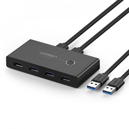 Суич UGREEN 2x USB Type A към 4x USB Type A 3.2 Gen.1 (US216 30768) черен