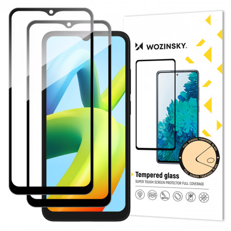 2 бр. Закален стъклен протетор с пълно покритие WOZINSKY - Xiaomi Redmi A1 / A1+ / A2 / A2+ с черна рамка