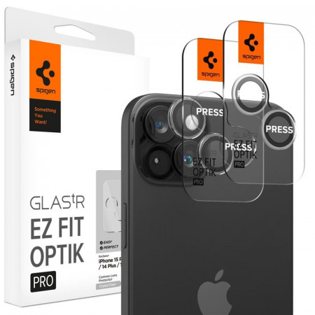 2 бр. протектор за камера SPIGEN Optik Pro TR Ez Fit - iPhone 15 / 15 Plus