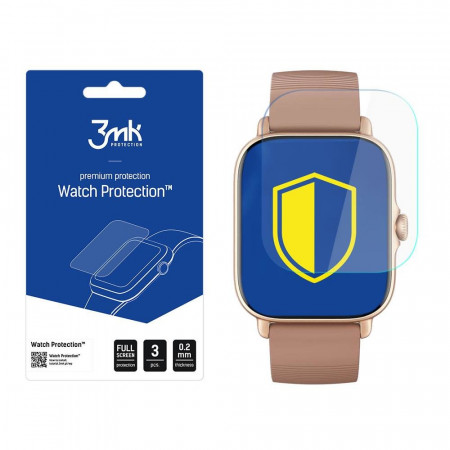 3 бр. гъвкав протектор с пълно покритие 3mk Watch Protection v. ARC+ - Xiaomi Amazfit GTS 3 Watch - Img 1