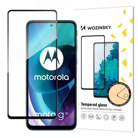 5D Full Glue закален стъклен протектор с пълно покритие WOZINSKY съвместим с гръб - Moto g71 5G с черна рамка - Img 1