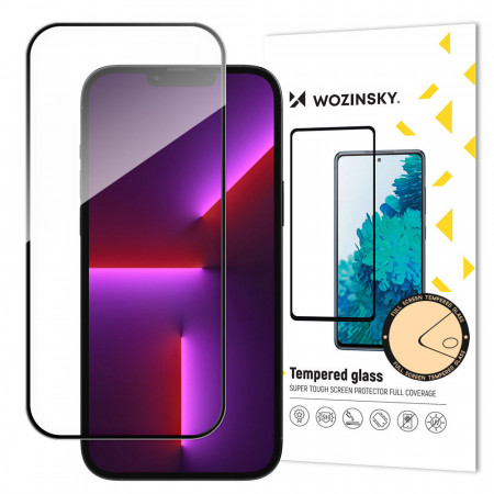 5D Full Glue закален стъклен протектор с пълно покритие WOZINSKY съвместим с гръб - iPhone 15 Pro черен