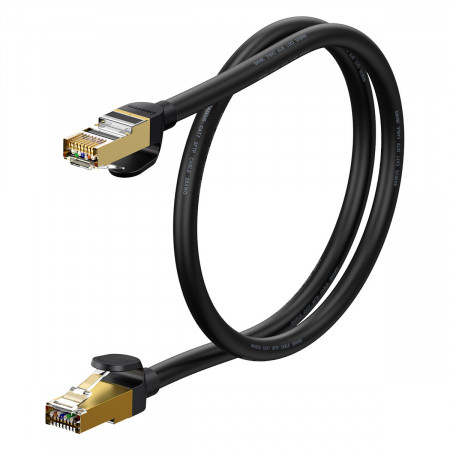 Бърз интернет кабел BASEUS cat.7 RJ45 10Gb/s 0.5m черен (WKJS010001)