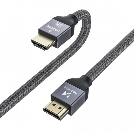 Видео кабел WOZINSKY HDMI 2.1 8K 60 Hz 48 Gb/s / 4K 120 Hz / 2K 144 Hz 2m сребрист (WHDMI-20)