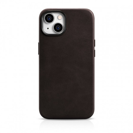 Гръб от естествена кожа iCARER Leather Oil Wax Premium MagSafe - iPhone 14 кафяв