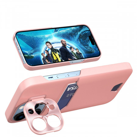 Гръб със стойка и джоб за карти Leather Stand - Samsung Galaxy S23 розов