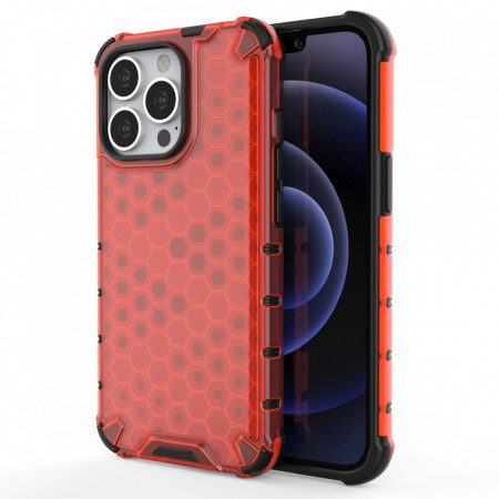 Гръб Honeycomb Armor със силиконов бъмпер - iPhone 13 Pro червен