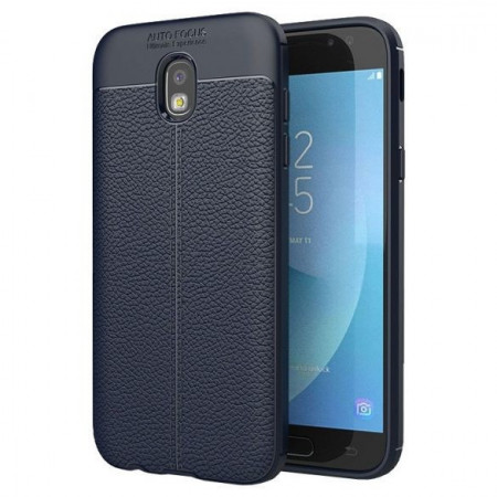 Гъвкав гръб Litchi дизайн - Samsung Galaxy J3 2017 син