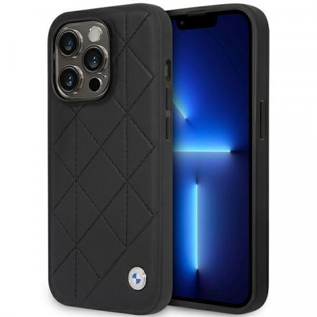 Оригинален гръб от еко кожа BMW Leather Quilted BMHCP14L22RQDK - iPhone 14 Pro черен