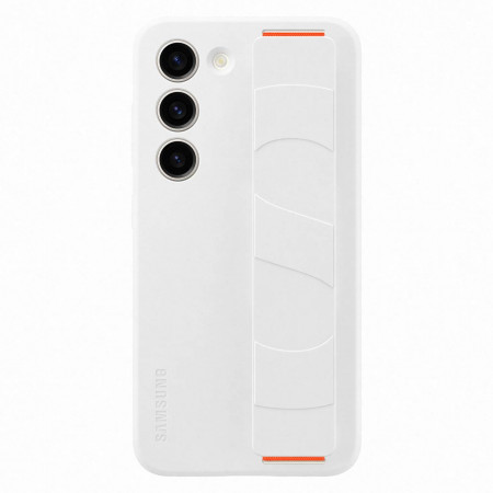 Оригинален гръб с лентов държач SAMSUNG Silicone Grip (EF-GS911TWEGWW) - Samsung Galaxy S23 бял