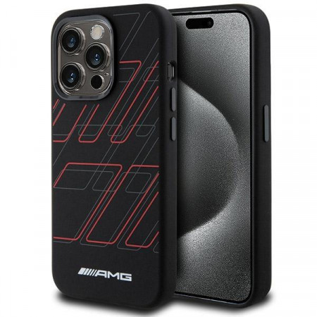 Оригинален гръб AMG Silicone Large Rhombuses MagSafe - iPhone 15 Pro черен - Img 1