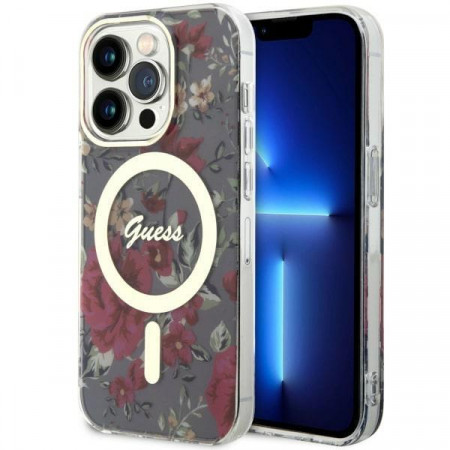 Оригинален гръб GUESS Flower MagSafe GUHMP14LHCFWSA - iPhone 14 Pro зелен