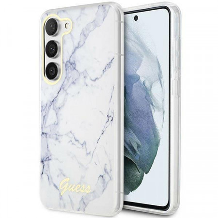 Оригинален гръб GUESS Marble GUHCS23SPCUMAH - Samsung Galaxy S23 бял