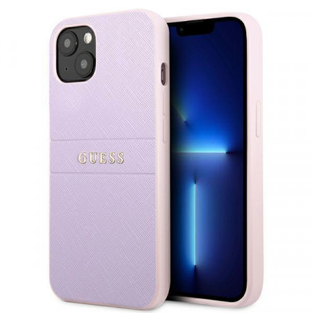 Оригинален гръб GUESS Saffiano Hot Stamp & Metal Logo GUHCP13SPSASBPU - iPhone 13 mini лилав