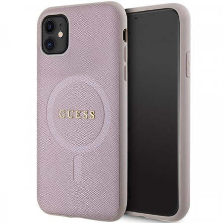 Оригинален гръб GUESS Saffiano MagSafe GUHMN61PSAHMCP - iPhone 11 розов