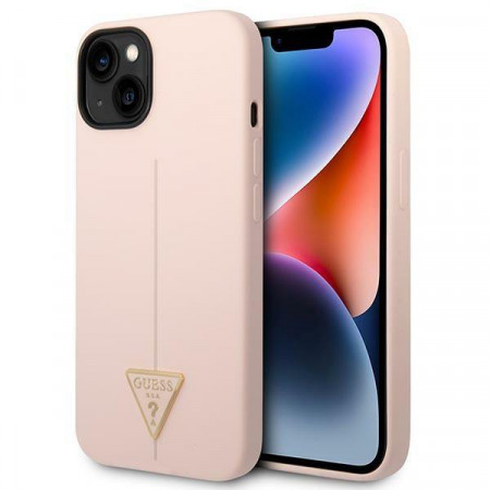 Оригинален гръб GUESS Silicone Triangle GUHCP14SSLTGP - iPhone 14 розов - Img 1