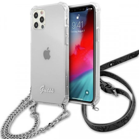 Оригинален гръб GUESS Silver Chain GUHCP12LKC4GSSI - iPhone 12 Pro Max прозрачен