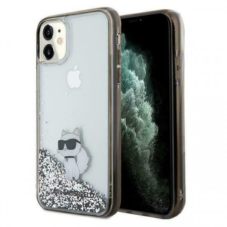 Оригинален гръб KARL LAGERFELD Liquid Glitter Choupette - iPhone 11 прозрачен