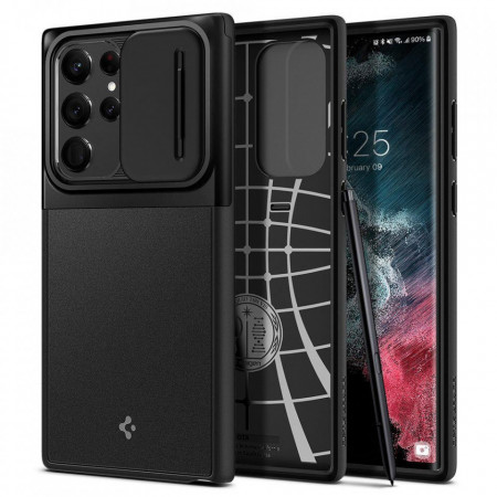 Оригинален гръб SPIGEN Optik Armor - Samsung Galaxy S22 Ultra черен